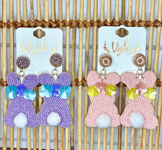 Beaded Bunny Earrings