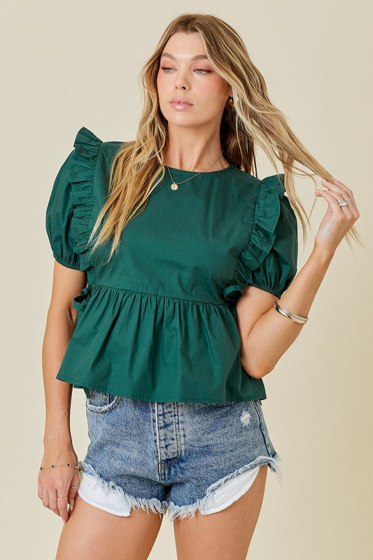 Hunter Green Peplum Top