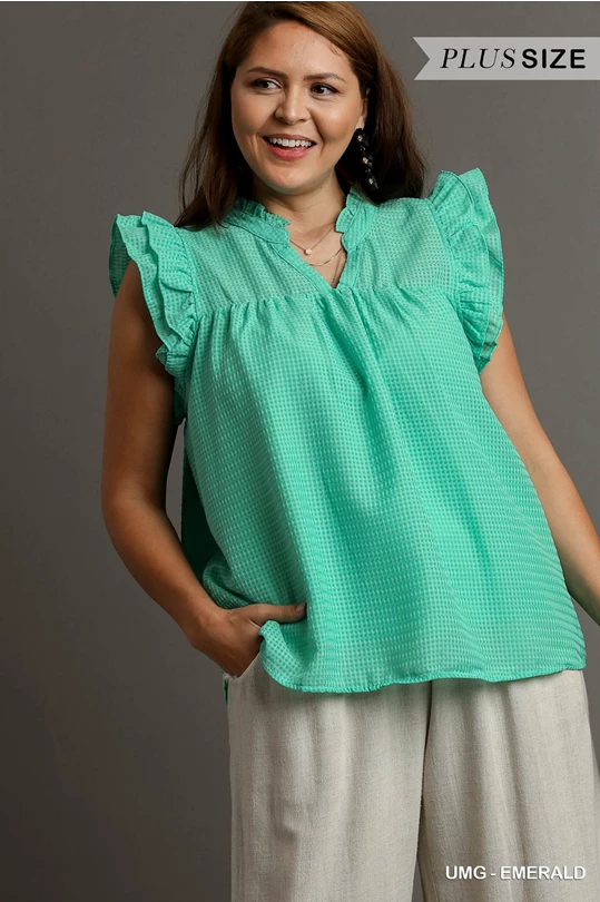 Emerald Green Ruffle Top ￼