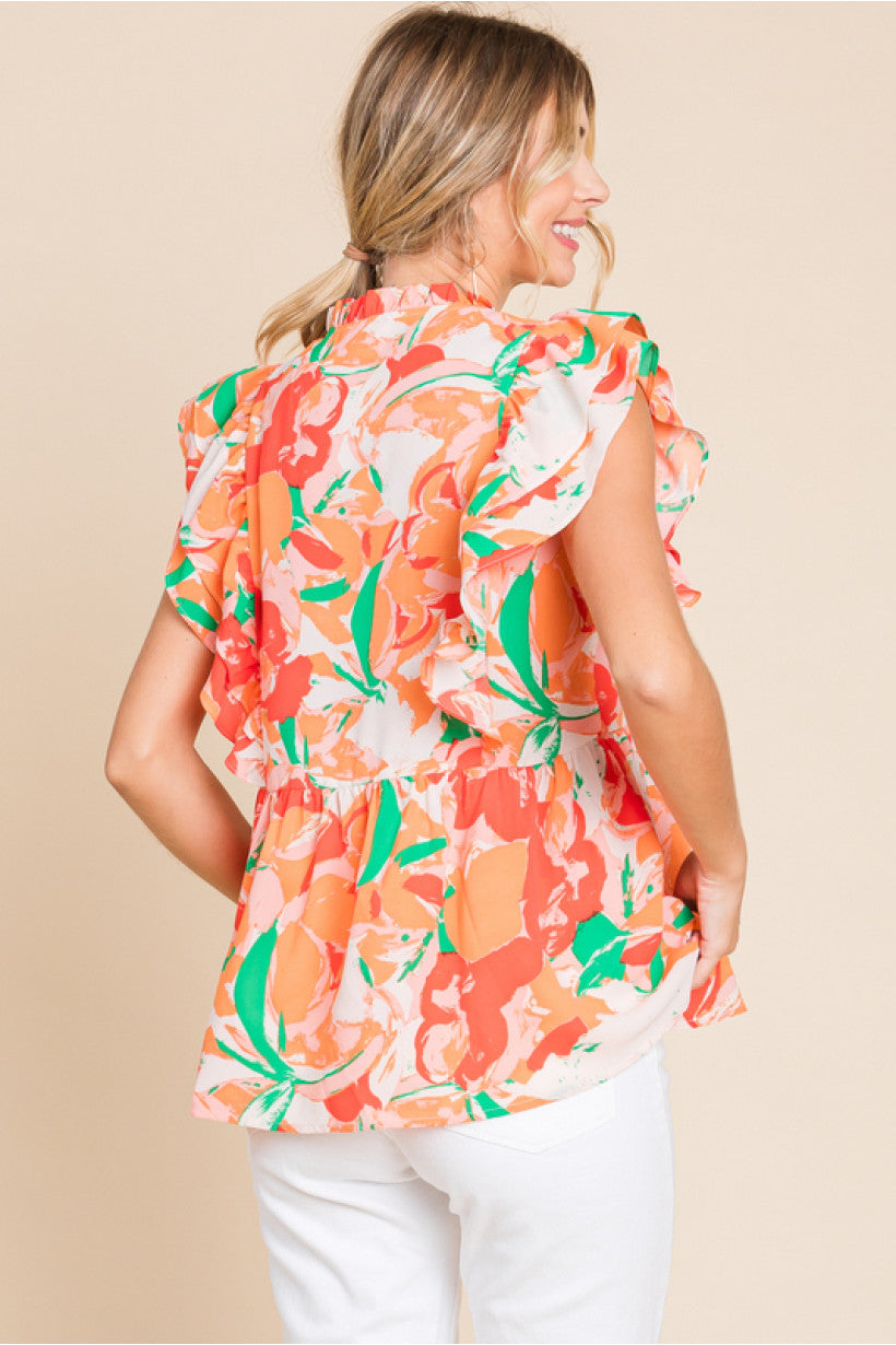 Orange Mix Floral Blouse