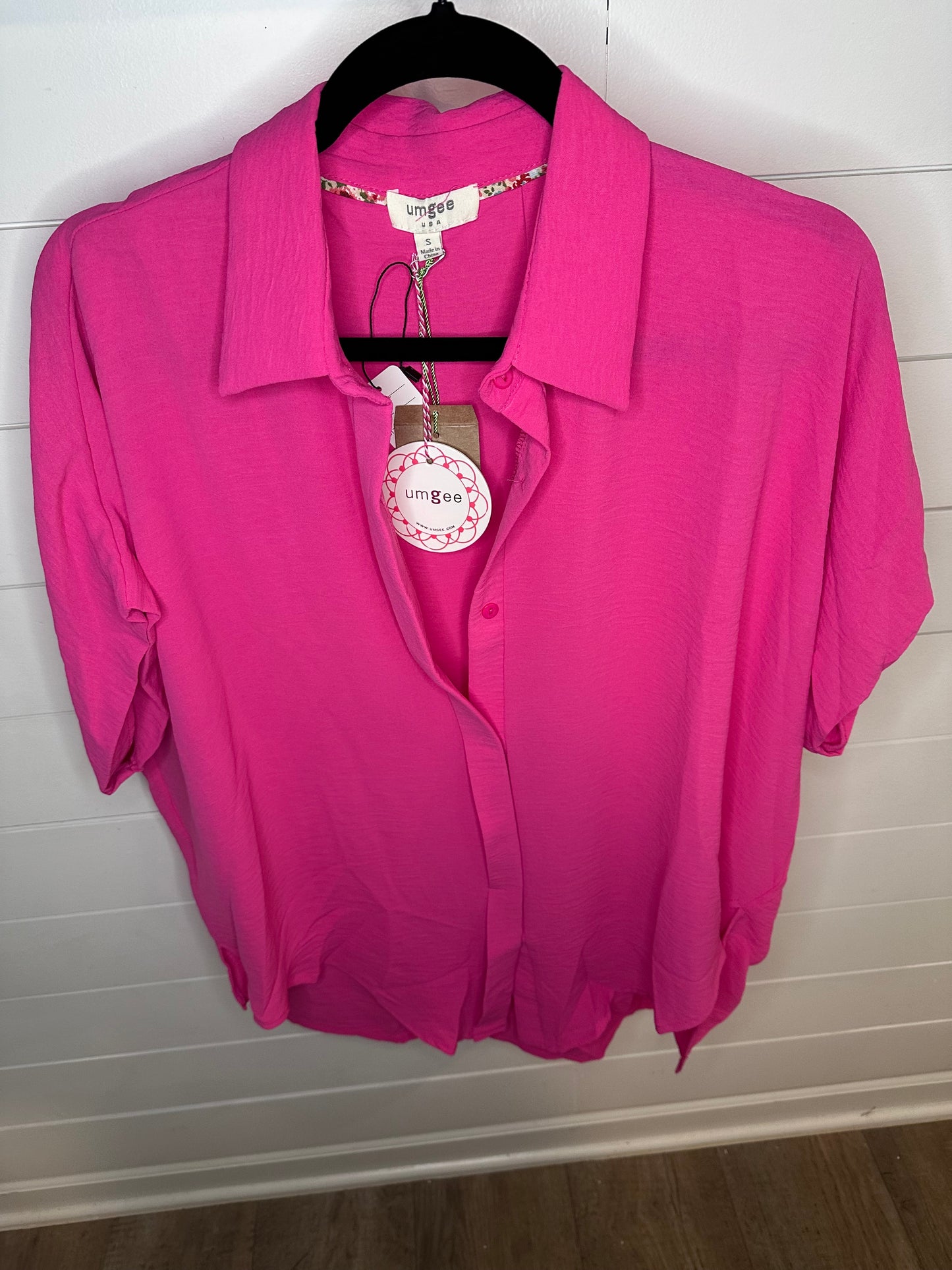 Hot Pink Button Down Blouse