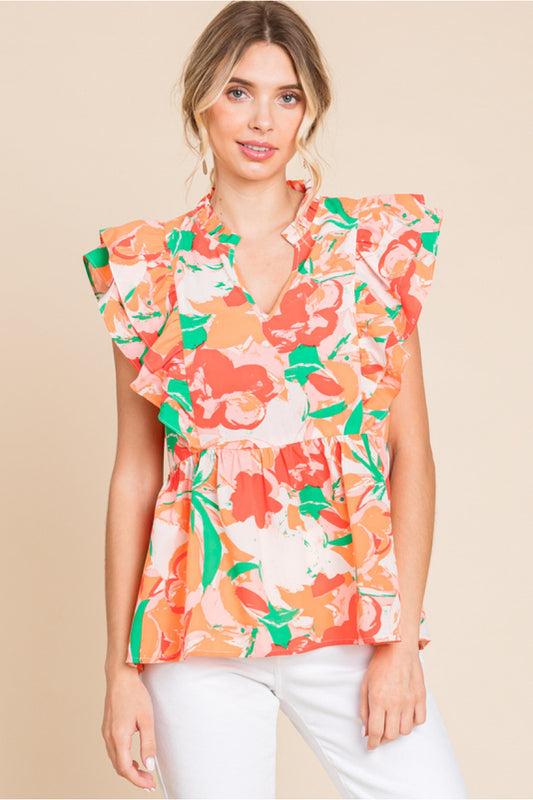 Orange Mix Floral Blouse