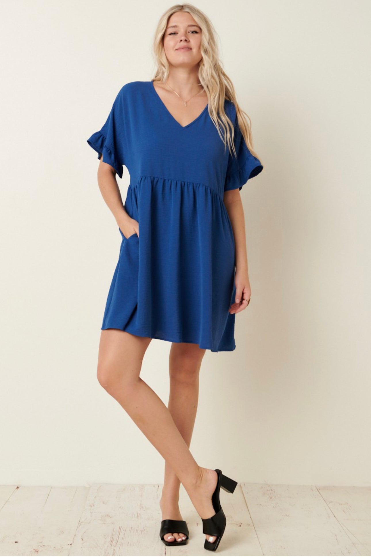 Airflow Dolman Ruffle Sleeve Mini Dress