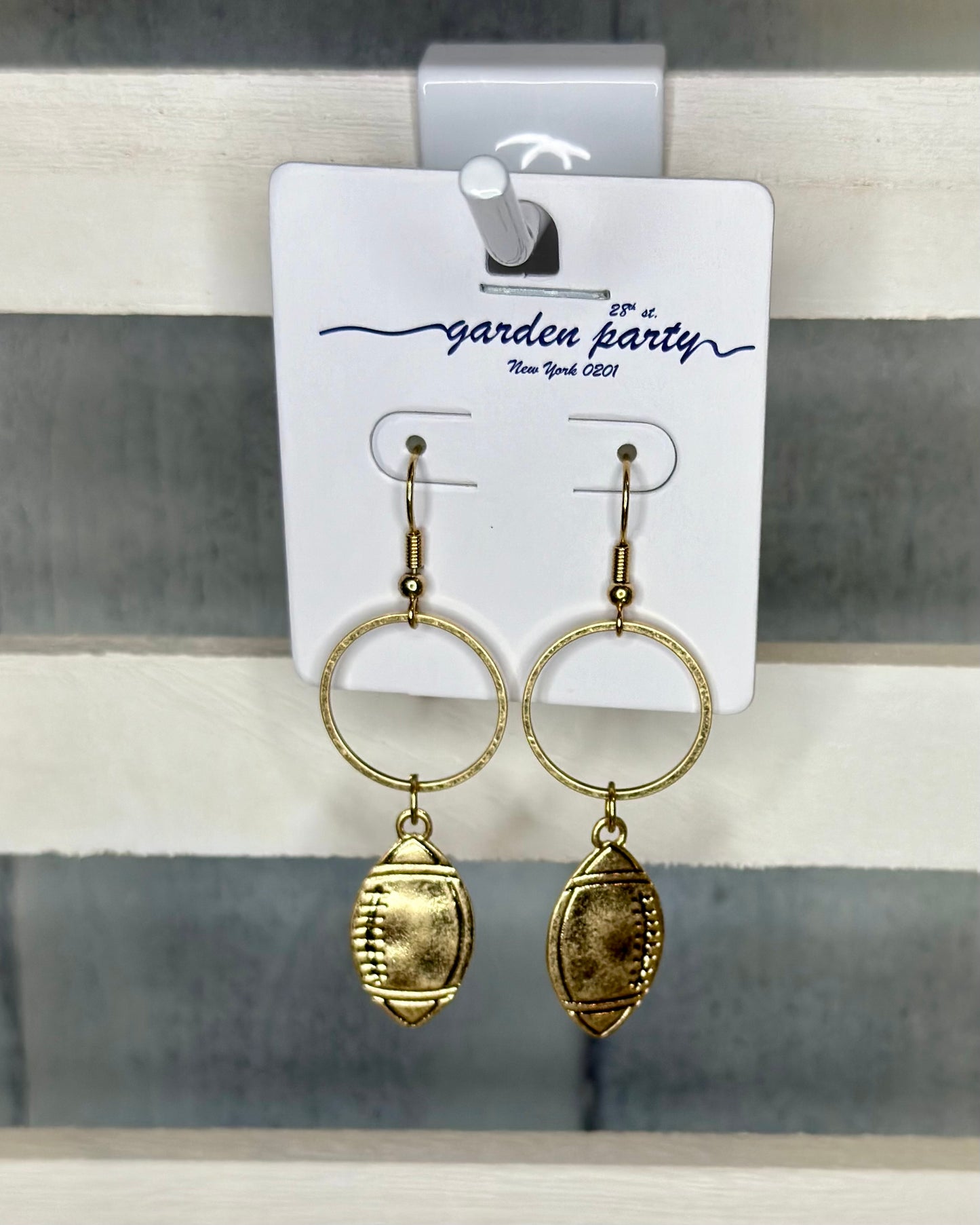 Gold Dangle Football Earrings