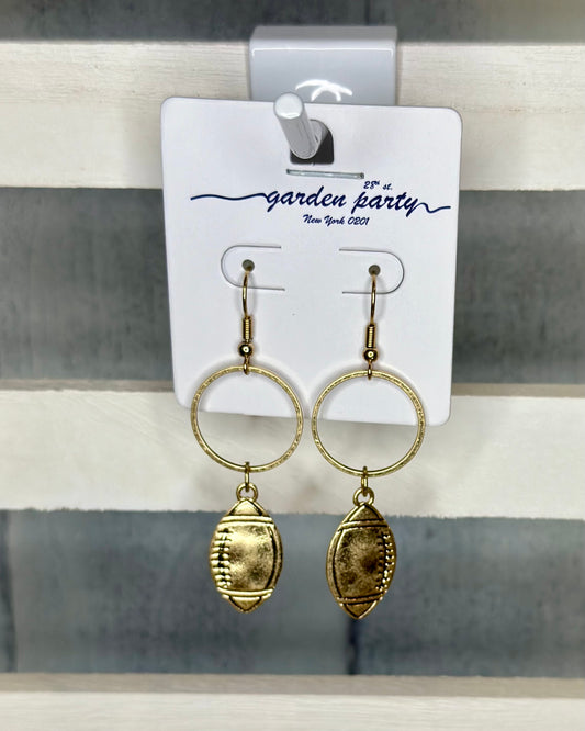 Gold Dangle Football Earrings