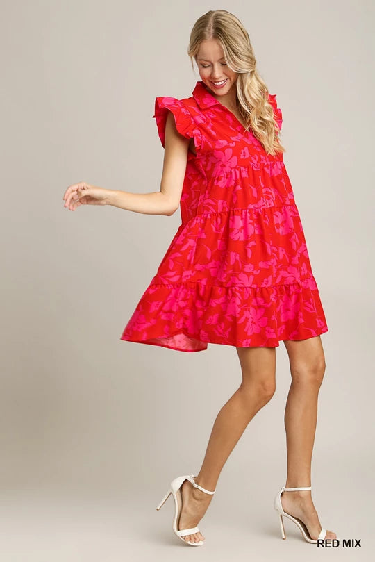 Red Floral Mix Dress