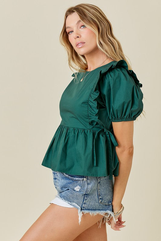 Hunter Green Peplum Top