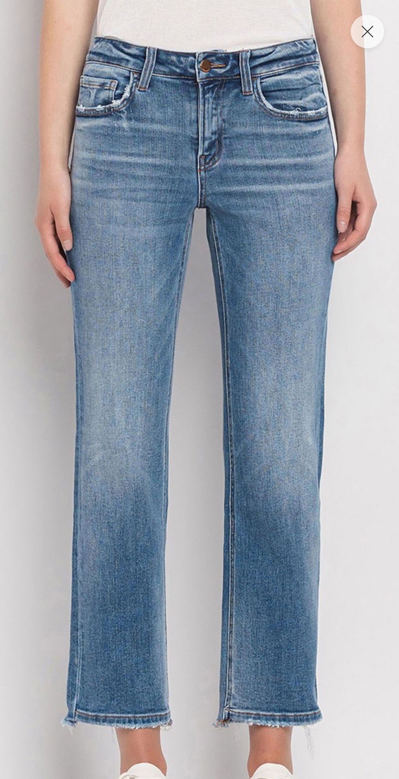 Mid Rise Crop Straight Jeans