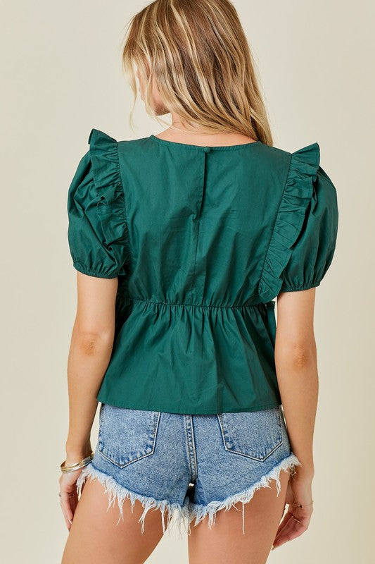 Hunter Green Peplum Top