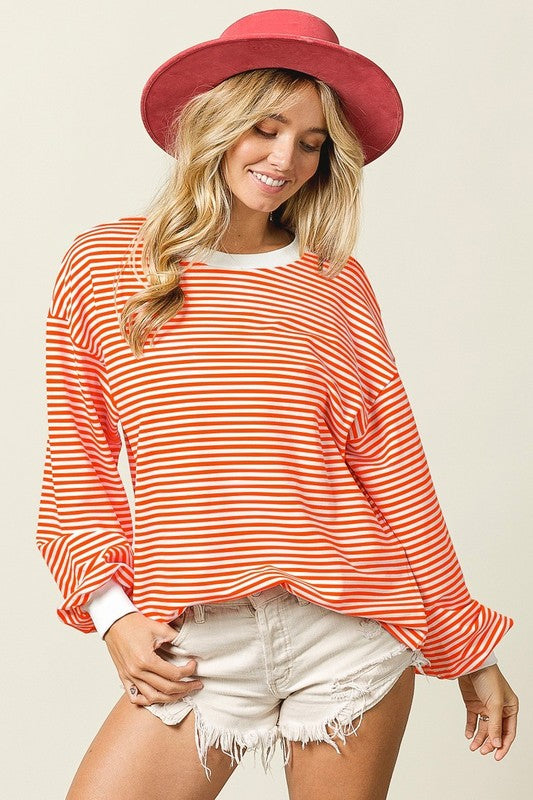 Orange Stripe Pullover