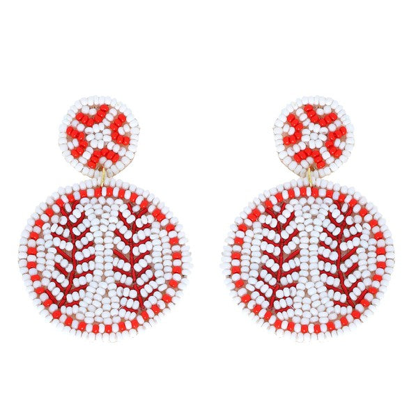 Baseball Beaded Earrings