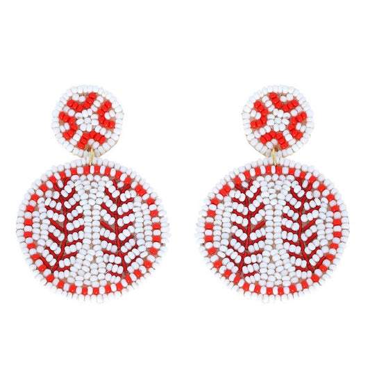 Baseball Beaded Earrings