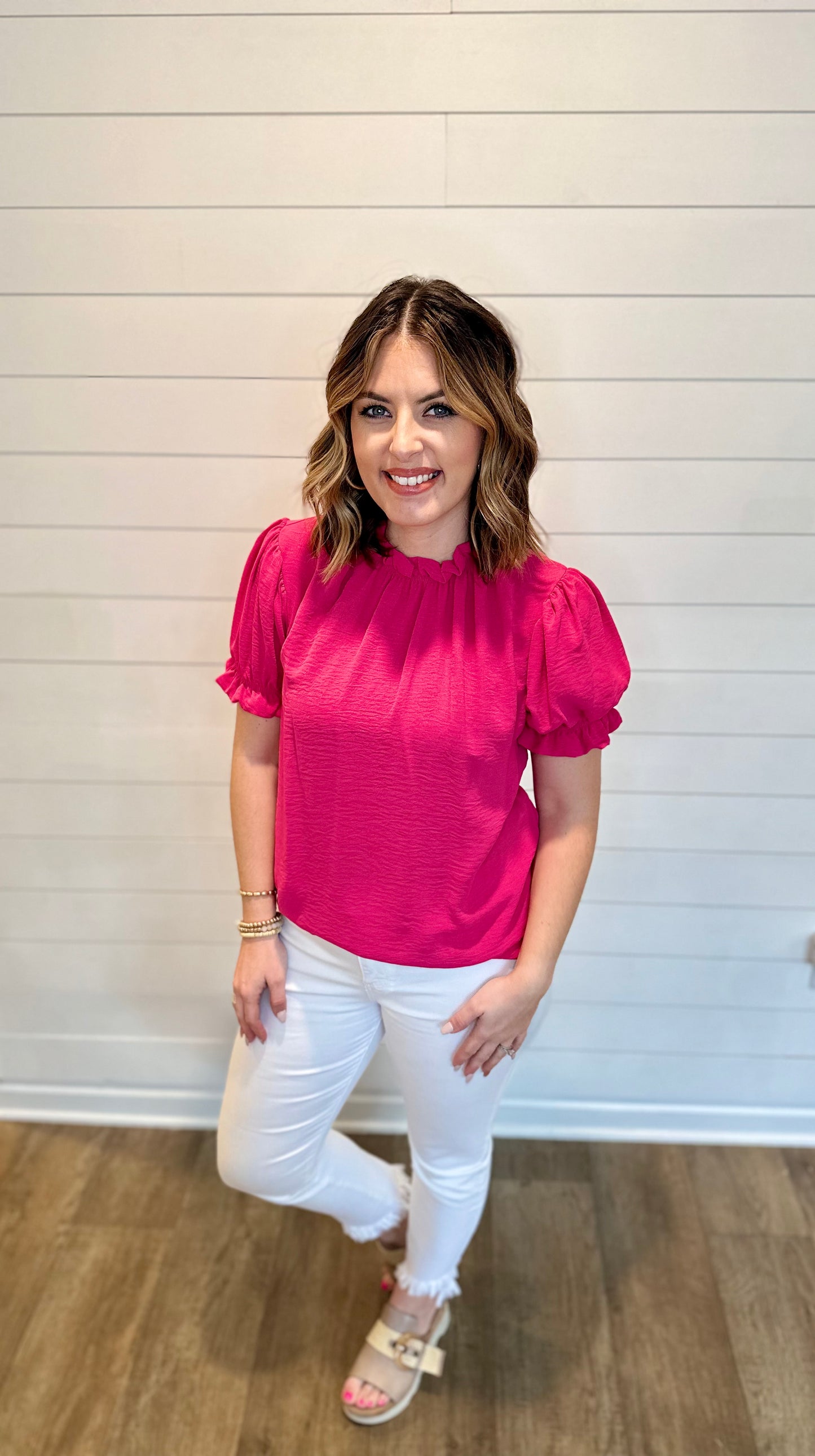 Hot Pink Ruffle Blouse